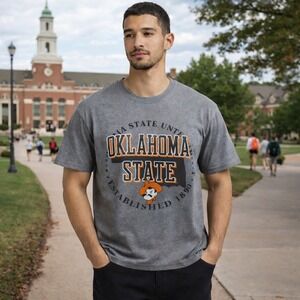 Oklahoma State University Cowboys Mascot T Shirt Gray Large OSU Established